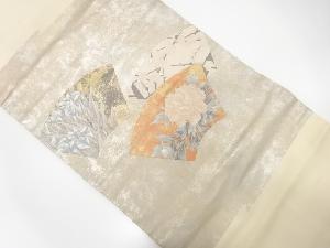 地紙に牡丹・菖蒲・梅模様織り出し名古屋帯